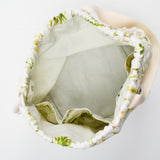 White + Green Leaf Print Handmade Knitting Project Bag