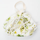 White + Green Leaf Print Handmade Knitting Project Bag
