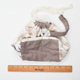 White + Brown Natural Print Handmade Knitting Project Bag