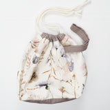 White + Brown Natural Print Handmade Knitting Project Bag
