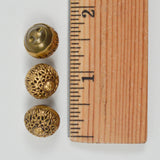 Ornate Gold Tone Rounded Metal Buttons - Set of 3