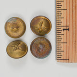 Gold Tone TW&W Paris Uniform Buttons - Set of 4, Partially Rusted