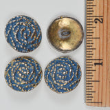 Blue + Gold Textured Buttons - Set of 4