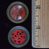 Red + Clear Plastic Buttons - Set of 2
