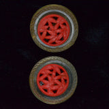 Red + Clear Plastic Buttons - Set of 2