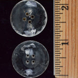 Clear Glass Faceted Edge Concave Four-Hole Buttons - Set of 2