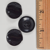 Black Round Textured Plastic Shank Buttons - Set of 3