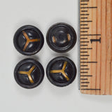 Black + Brown Circular Domed Shank Buttons - Set of 4