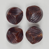 Brown Geometric Carved Shank Buttons - Set of 4