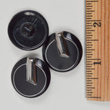 Silver + Black Glass Shank Buttons - Set of 3
