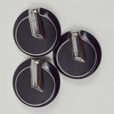 Silver + Black Glass Shank Buttons - Set of 3