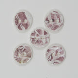 White + Purple Ceramic Buttons - Set of 5