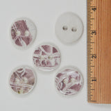 White + Purple Ceramic Buttons - Set of 5