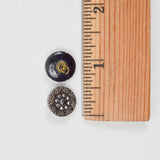 Faceted Metal + Black Glass Shank Buttons - Set of 2