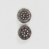 Faceted Metal + Black Glass Shank Buttons - Set of 2