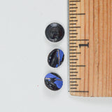 Blue + Black Painted Tiny Glass Buttons - Set of 3