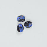 Blue + Black Painted Tiny Glass Buttons - Set of 3