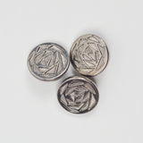Black Glass Silver Triangle Shank Buttons - Set of 3