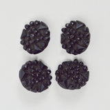 Black Glass Carved Floral Shank Buttons - Set of 4