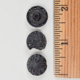 Black Glass Carved Round Buttons - Set of 3