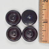 Thick Black Plastic Two-Hole Buttons - Set of 4