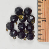 Black Glass Faceted Spherical Shank Buttons - Set of 11