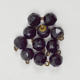 Black Glass Faceted Spherical Shank Buttons - Set of 11