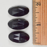 Black Glass Faceted Oval Buttons - Set of 3