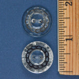 Clear Glass Two-Hole Buttons with Metal Accent - Set of 2