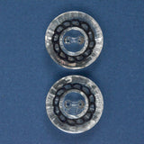 Clear Glass Two-Hole Buttons with Metal Accent - Set of 2