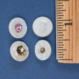 White Glass Shank Buttons with Rhinestone Centers - Set of 4