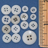 Tiny Vintage White Glass Buttons - Set of 15