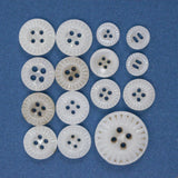 Tiny Vintage White Glass Buttons - Set of 15