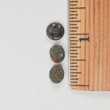 Gray Glass Painted Shank Buttons - Set of 3