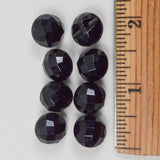 Black Glass Faceted Domed Shank Buttons - Set of 8