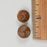 Brown Carved Spherical Shank Buttons - Set of 2