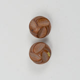 Brown Carved Spherical Shank Buttons - Set of 2