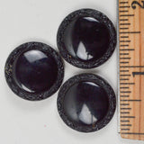 Black Glass Detailed Border Shank Buttons - Set of 3