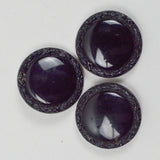 Black Glass Detailed Border Shank Buttons - Set of 3