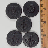 Black Four-Hole Navy Buttons - Set of 5