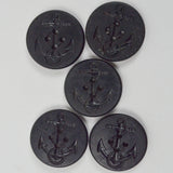 Black Four-Hole Navy Buttons - Set of 5