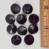 Black Glass Faceted Shank Buttons - Set of 10