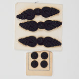Black Ornate Frog Closures + Fabric-Covered Snap Closures