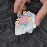 White + Pink Floral Ceramic Frog Pincushion