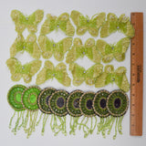 Green Beaded Butterfly + Round Appliques