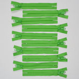 Lime Green YKK 8" Molded Plastic Zippers - Set of 10