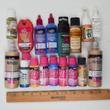 Assorted Fabric + Leather Paint Bundle - 16 Tubes + 1 Fabric Adhesive