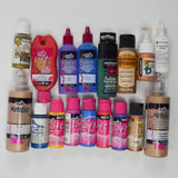 Assorted Fabric + Leather Paint Bundle - 16 Tubes + 1 Fabric Adhesive