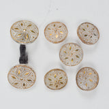 Clear Glass + Gold Tone Textured Buttons - Set of 7