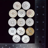 White Four-Hole Shell Buttons - Set of 13